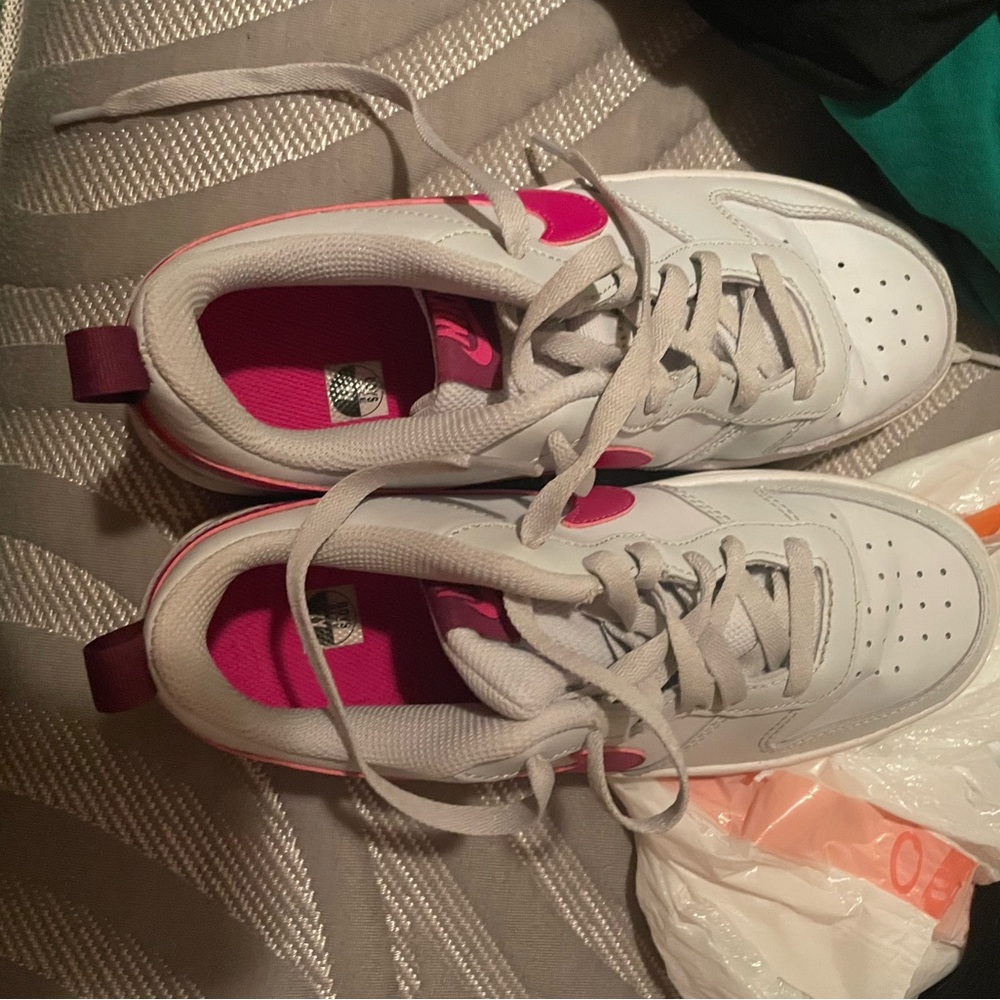 Kids White and Pink Sneakers